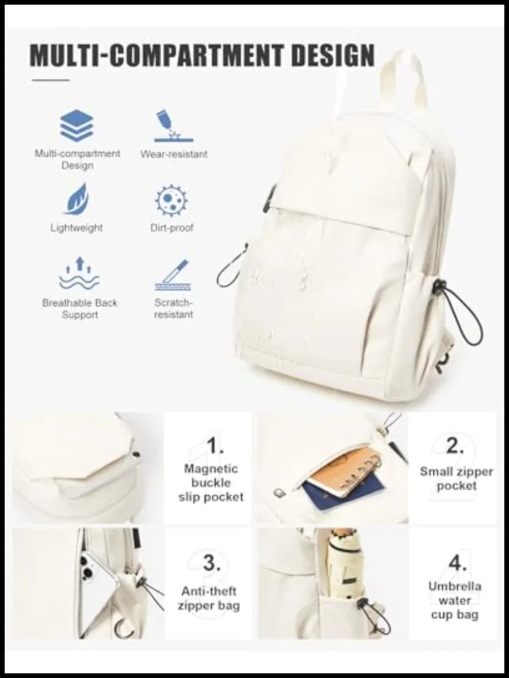 Tactical Anti-Theft Crossbody Sling Backpack with USB Port Nylon Daypack